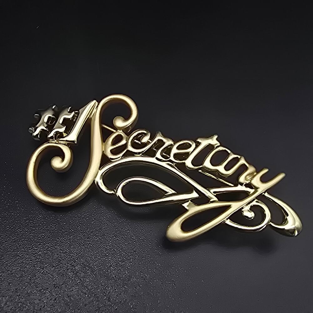 Secretary Appreciation Brooch Gold Tone Vintage 1990s Jewelry